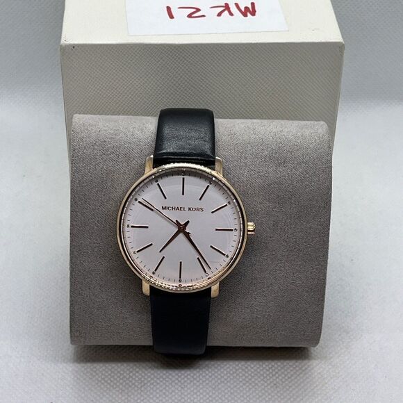 Michael Kors Pyper MK2834 Women's Black Leather Analog Dial Quartz Watch JMB35 - Picture 1 of 12